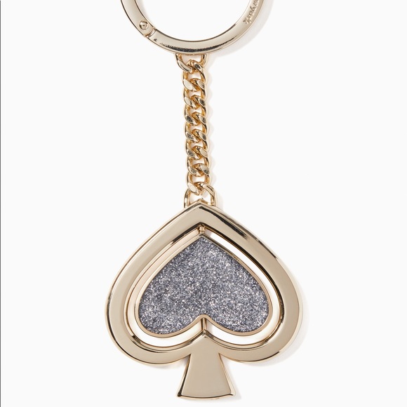 NWT KATE SPADE GLITTER PINK/SLVR REVOLVING KEY FOB - Picture 2 of 5